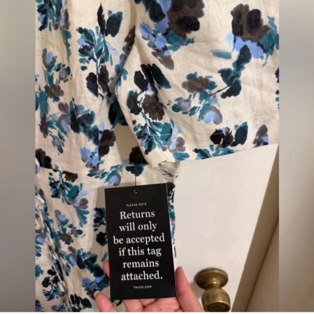 Tuckernuck White Maxi Dress with Teal & Black Floral Print - Picture 5 of 14